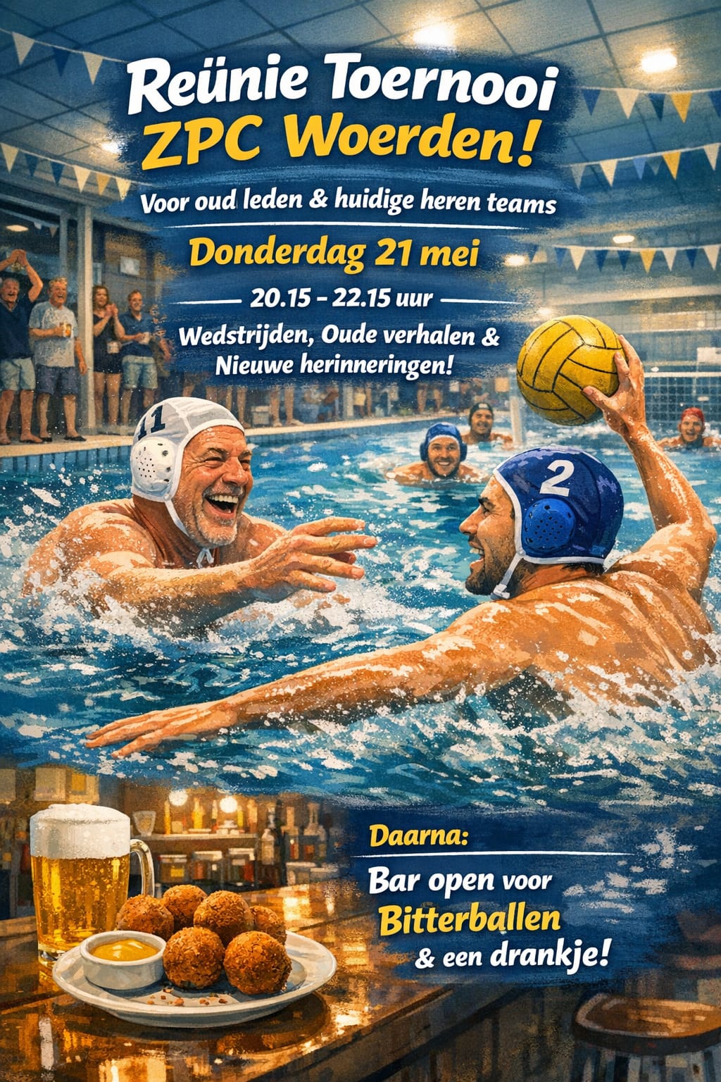 Reünietoernooi waterpoloheren ZPCW op 21 mei